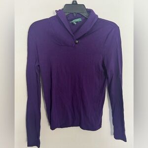 Lauren Ralph Lauren Women's Long Sleeve‎ Cowl Neck Top Purple Sweater Small P